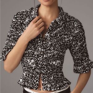 NWT Anthropologie Maeve Smoked Button-front Top